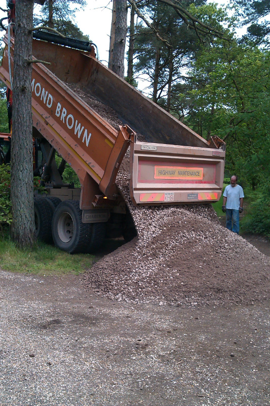 Lorry delivers sub base